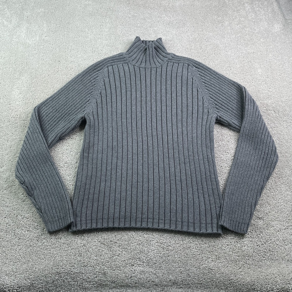 Abercrombie Fitch Sweater Womens XL Grey Turtleneck Muscle Fit Ribbed Cotton